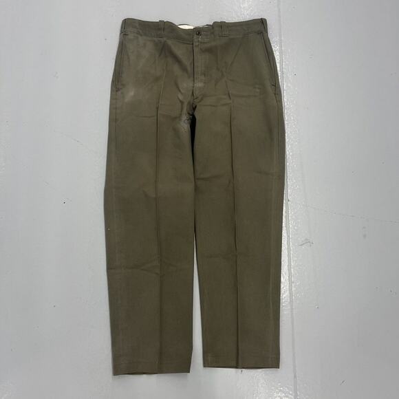 Vintage 60s Sears Green Sanforized Workwear Chinos 34x28 - Picture 1 of 5